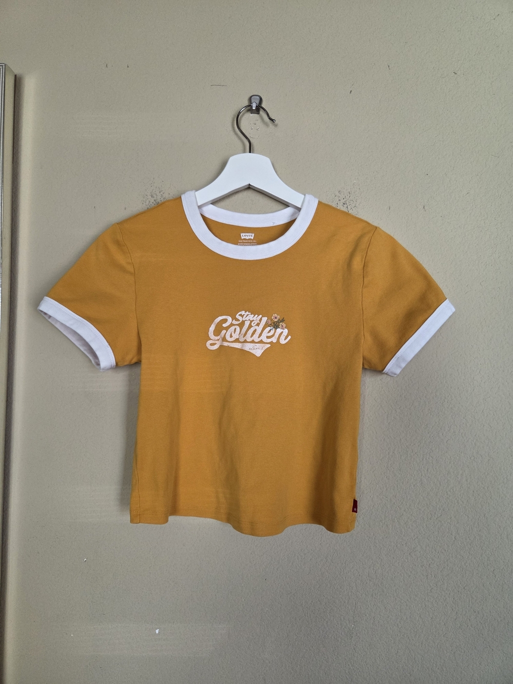 Levi's Mustard Yellow Ringer Crop Tee